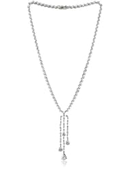CZ by Kenneth Jay Lane "Classic Cubic Zirconia" Rhodium-Plated Waterfall Necklace