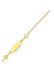 14k Yellow Gold 7.9 mm (5/16 Inch) Hearts Child/Baby ID Bracelet 6"