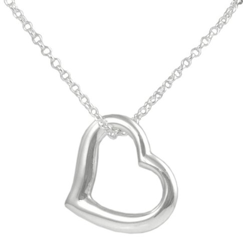 Sterling Silver Polished Finish Heart Necklace