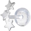 Sterling Silver 925 Three Stars Tragus Earring Stud
