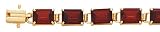14k Gold & Garnet Rectangular Stone Bracelet- 7.