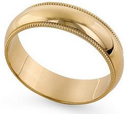 14K Gold Milgrain Classic-Fit Wedding Band, 5mm Wide