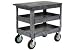 Plastic Flat Top Shelf Service & Utility Cart 2 Tray Shelves 8 Inch Caster