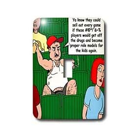 Rich Diesslins Funny Society Cartoons - Obnoxious Fan Berating Baseball Players - Light Switch Covers - single toggle switch