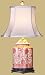 Scalloped Oval Coral and White Porcelain Table Lamp with Oval Silk Shade