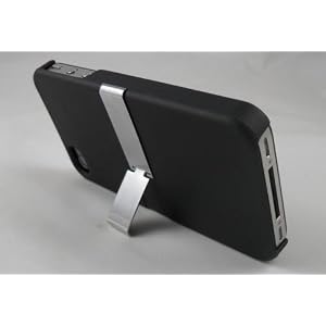 Unwired Accessories Premium Snap On Hard Stand Case for Apple iPhone 4G in Black with Chrome Kickstand