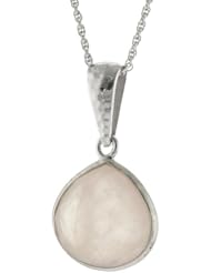 Sterling Silver Faceted Gemstone Hammered Teardrop Pendant Necklace, 18"
