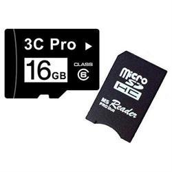 3C Pro 16GB 16G microSD microSDHC Card Class 6 with Memory Stick Pro Duo Adapter MSPD - 3C_TF16G_C6_8A - Bulk