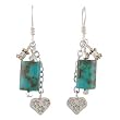 Heart Dangle Earrings in Sterling Silver with Turquoise and Gold Vermeil Accents, #8031