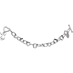 Playboy Bunny Rabbit Head Rhinestone CHARM HEART Chain Link Bracelet