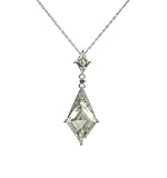 14k White Gold Green Amethyst and Amethyst Pendant