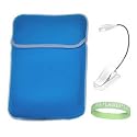 Light Blue / Grey Amazon Kindle DX Reversible Carrying Sleeve + White Ebook Reader Light + Live*Laugh*Love Wrist Band!!! (Kindle DX Not Included)