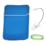 Light Blue / Grey Amazon Kindle DX Reversible Carrying Sleeve + White Ebook Reader Light + Live*Laugh*Love Wrist Band!!! (Kindle DX Not Included)