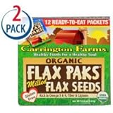 Carrington Farms Flax Paks Organic Milled Flax Seeds -- 12 Packets Each / Pack of 2