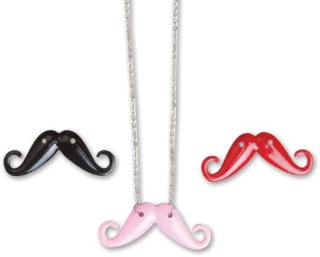 Mustache Necklace Assortment 2 each Pink, Black, Red - 6 pcs total
