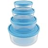 Bormioli Rocco 388480SB4021990 Frigoverre Round Glass Food-Storage Containers with Frosted Lids, Set of 4