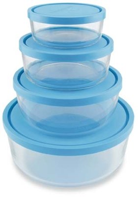 Bormioli Rocco 388480SB4021990 Frigoverre Round Glass Food-Storage Containers with Frosted Lids, Set of 4