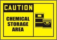 CAUTION CHEMICAL STORAGE AREA (W/GRAPHIC) 10 x 14 Aluminum Sign