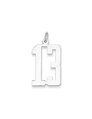 The Alumni Medium Elongated Number 13 Pendant in Sterling Silver