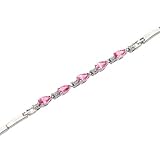 14K White Gold Pink Sapphire and Diamond Bracelet