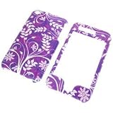 White Flowers on Purple Design Snap-On Cover Hard Case Cell Phone Protector for Apple iPhone 3G i-phone