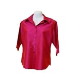 Sirisha Women's 100% Thai Silk Blouse, Deep Pink