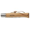 Opinel Taschenmesser No. 8, rostfrei, Buche natur, mit Lederband