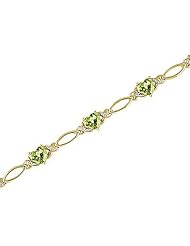14kt Yellow Gold Heartshape Peridot and Diamond Bracelet