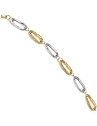 Leslies 14k Two-tone Polished and Textured Fancy Link Bracelet Length 7.5"