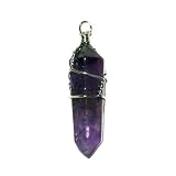 Wire Wrapped Amethyst Gemstone Point Pendant on Corded Necklace