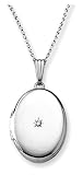 Sterling Silver Diamond-Accent Oval Locket, 18
