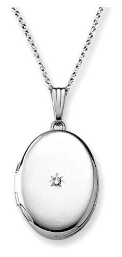 Sterling Silver Diamond Oval Locket