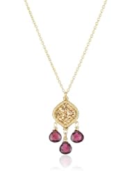 Dana Kellin Timeless Granulated Sparkling Gold Mosaic Garnet Pendant Necklace