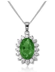 1.93Ct Oval Cut Emerald & VS Diamond Pendant 14K Gold