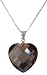 Sterling Silver Box Chain Faceted Smoky-Quartz Heart-Shaped Pendant, 18