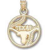 Texas Longhorns Solid 14K Gold ''TEXAS'' Longhorn Pierced Baseball Pendant