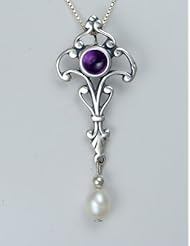 A Sweet Sterling Silver Necklace Accented with Genuine Amethyst