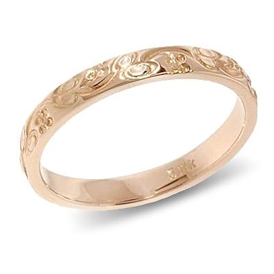 leaf pattern embossed wedding ring