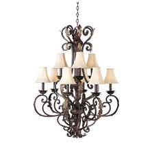 Augusta Candle Chandelier in Auburn Florentine Shades: Yes by Maxim Lighting