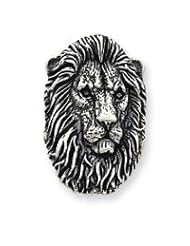 Sterling Silver Antiqued Lion Head Pendant QC4087"