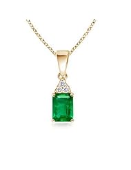 Emerald Cut Emerald and Diamond Dangling Pendant