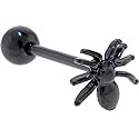 Black Titanium Anodized 3-D SPIDER Barbell Tongue Ring