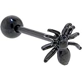 Black Titanium Anodized 3-D SPIDER Barbell Tongue Ring
