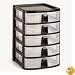 Rubbermaid 9A6200BLA Mini storage drawers, 10-5/16 high, black with 5 clear drawers