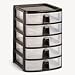 Rubbermaid 9A6200BLA Mini storage drawers, 10-5/16 high, black with 5 clear drawers