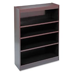 Traditional Square Corner Veneer Bookcase, Four Shelf, 48 High, Mahogany (ALE14862)...