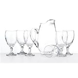 Libbey 7 piece Carolina set includes one 90 ounce pitcher and 6 16 ounce footed goblets.