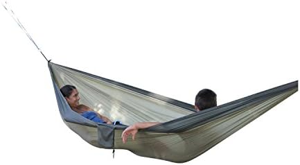 Ultra-Light Camping Hammock (Double) by Hammock Time(TM) Portable Travel Parachute Nylon Double Camping Hammock XL with Triple Stitching, Includes 2 Free Hi-Strength Steel Carabiners (Green/Olive)