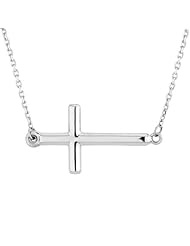 Sideways Cross Sterling Silver Necklace