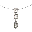 Sterling Silver Rectangle and Teardrop White Quartz Pendant Necklace